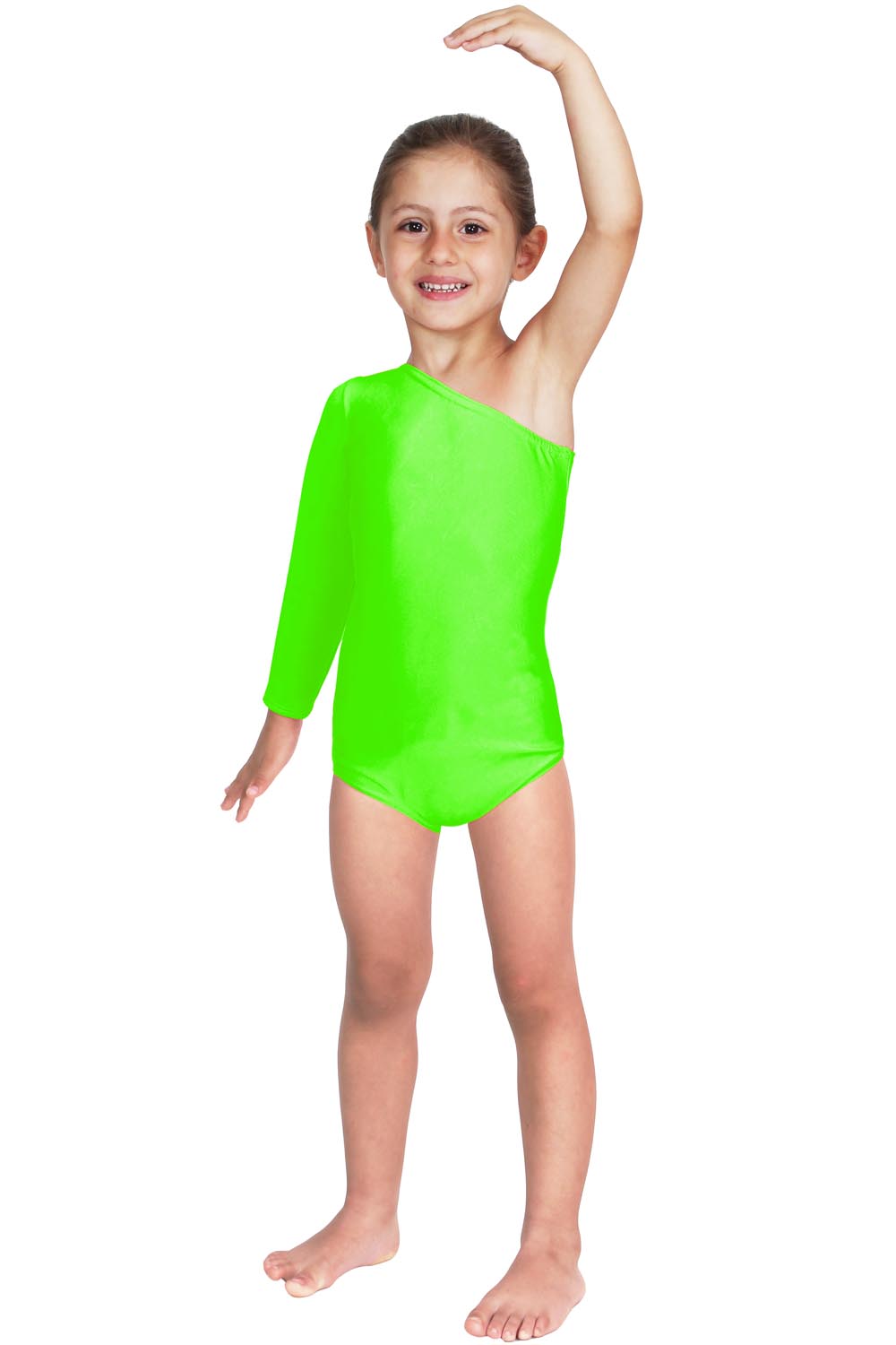BODY DANZA LYCRA MONOSPALLA MANICA LUNGA VERDE BABY
